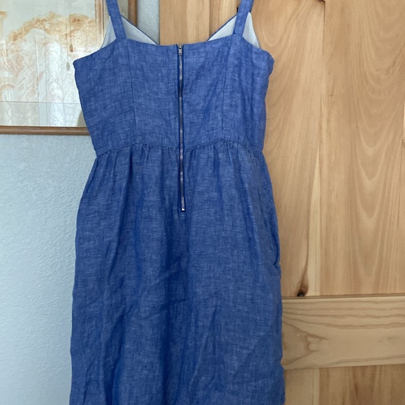 ADORABLE 100% Linen Cynthia Rowley Denim Blue Jumper Dress. Size Small. - Picture 6 of 8
